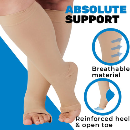 Absolute Support 20–30mmHg Open Toe Graduated Compression Socks, Knee High, 3-Pair – Circulation, Varicose Veins, A511-3