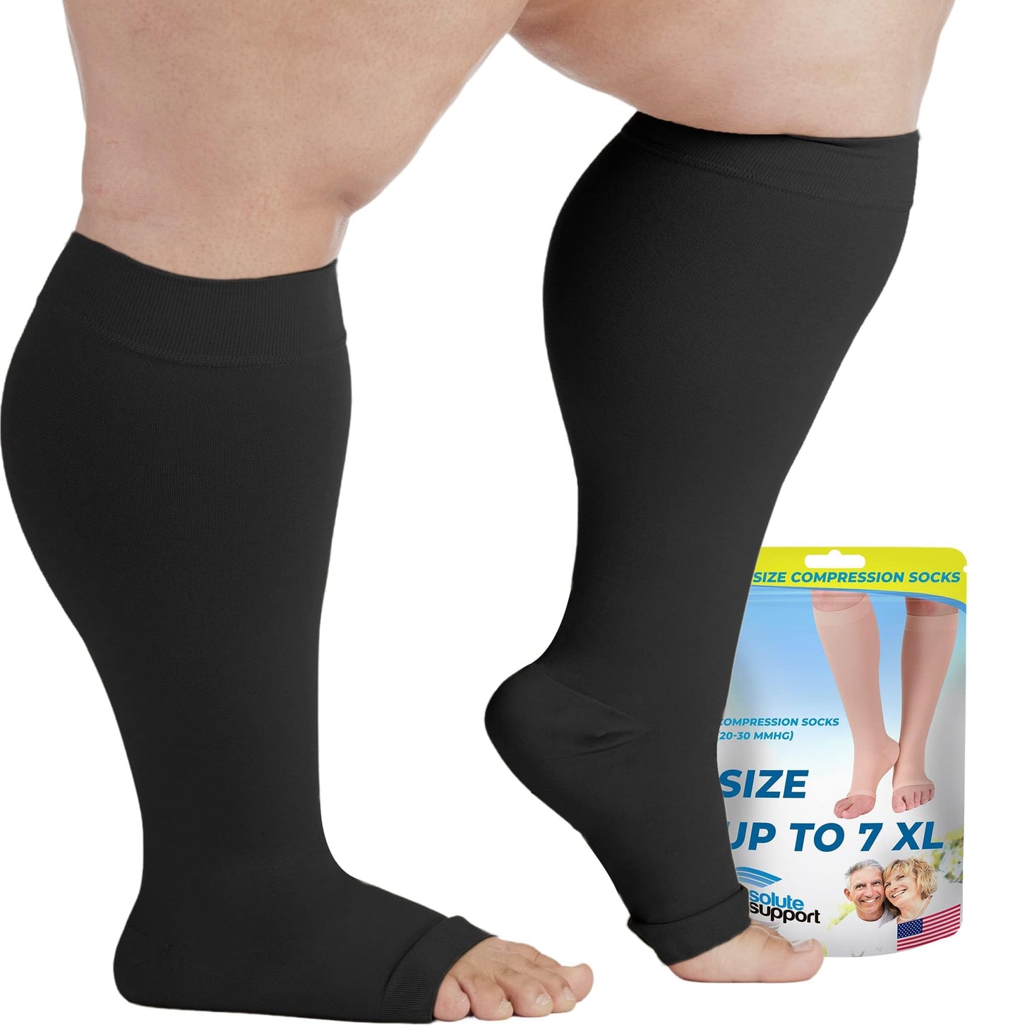 Open Toe Mens Compression Socks 20-30mmHg - A511M