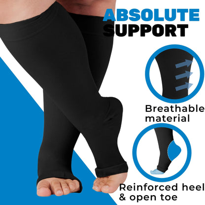 Absolute Support 20–30mmHg Open Toe Graduated Compression Socks, Knee High, 3-Pair – Circulation, Varicose Veins, A511-3