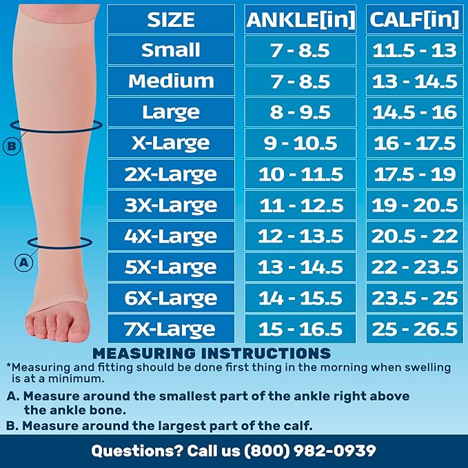 Absolute Support Open Toe 15–20mmHg Wide Calf Compression Socks, Knee High, 3-Pack – Circulation, Travel & Swelling Relief, A515-3