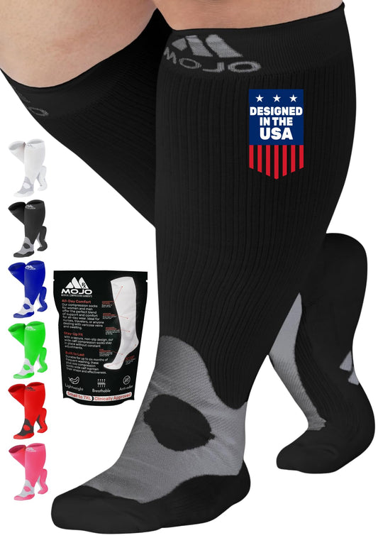 Mojo Compression Socks – Unisex Knee High Medical Compression Socks – 20-30mmHg Firm Support – A601R