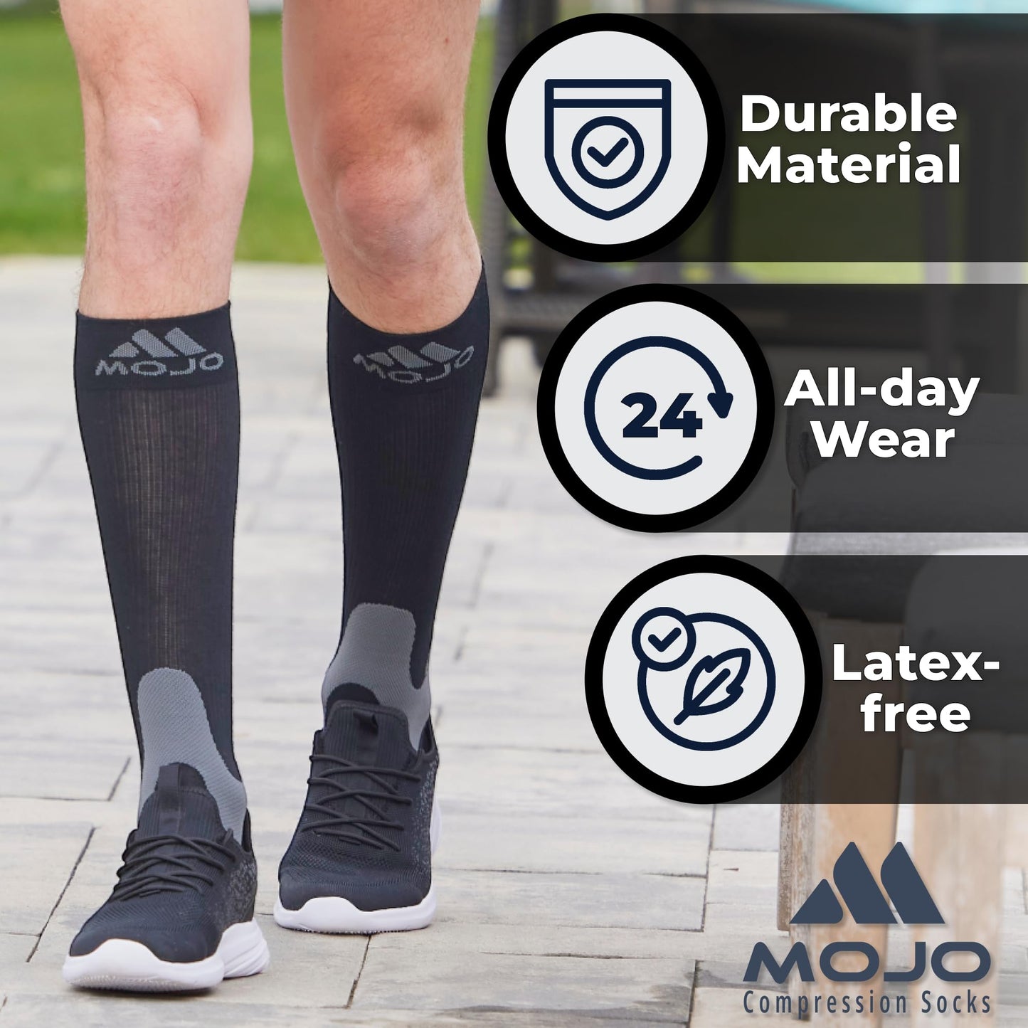 Mojo Compression Socks – Unisex Knee High Medical Compression Socks – 20-30mmHg Firm Support – A601R