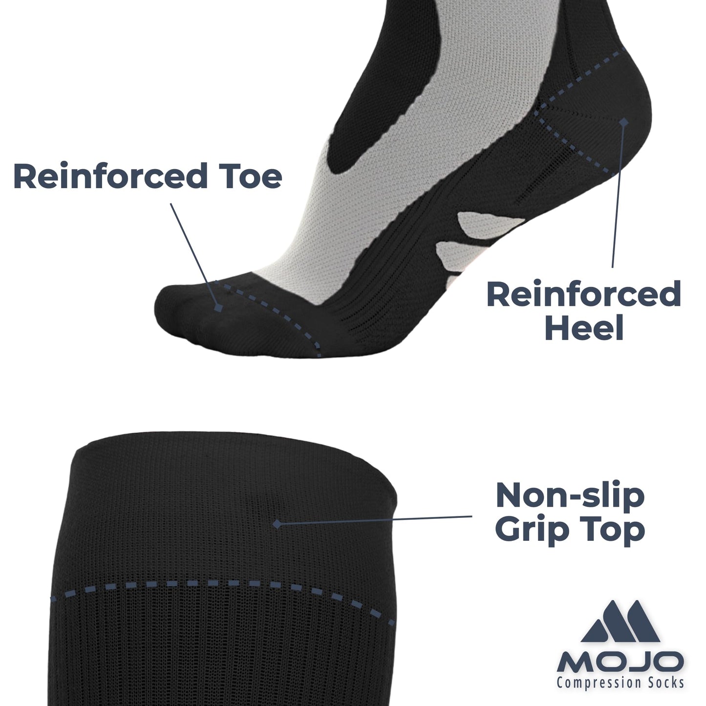 Mojo Compression Socks – Unisex Knee High Medical Compression Socks – 20-30mmHg Firm Support – A601R