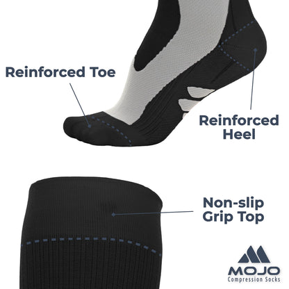 Mojo Compression Socks – Unisex Knee High Medical Compression Socks – 20-30mmHg Firm Support – A601R