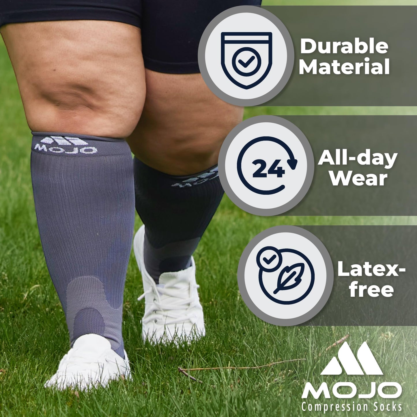 Mojo Compression Socks – Unisex Knee High Medical Compression Socks – 20-30mmHg Firm Support – A601R