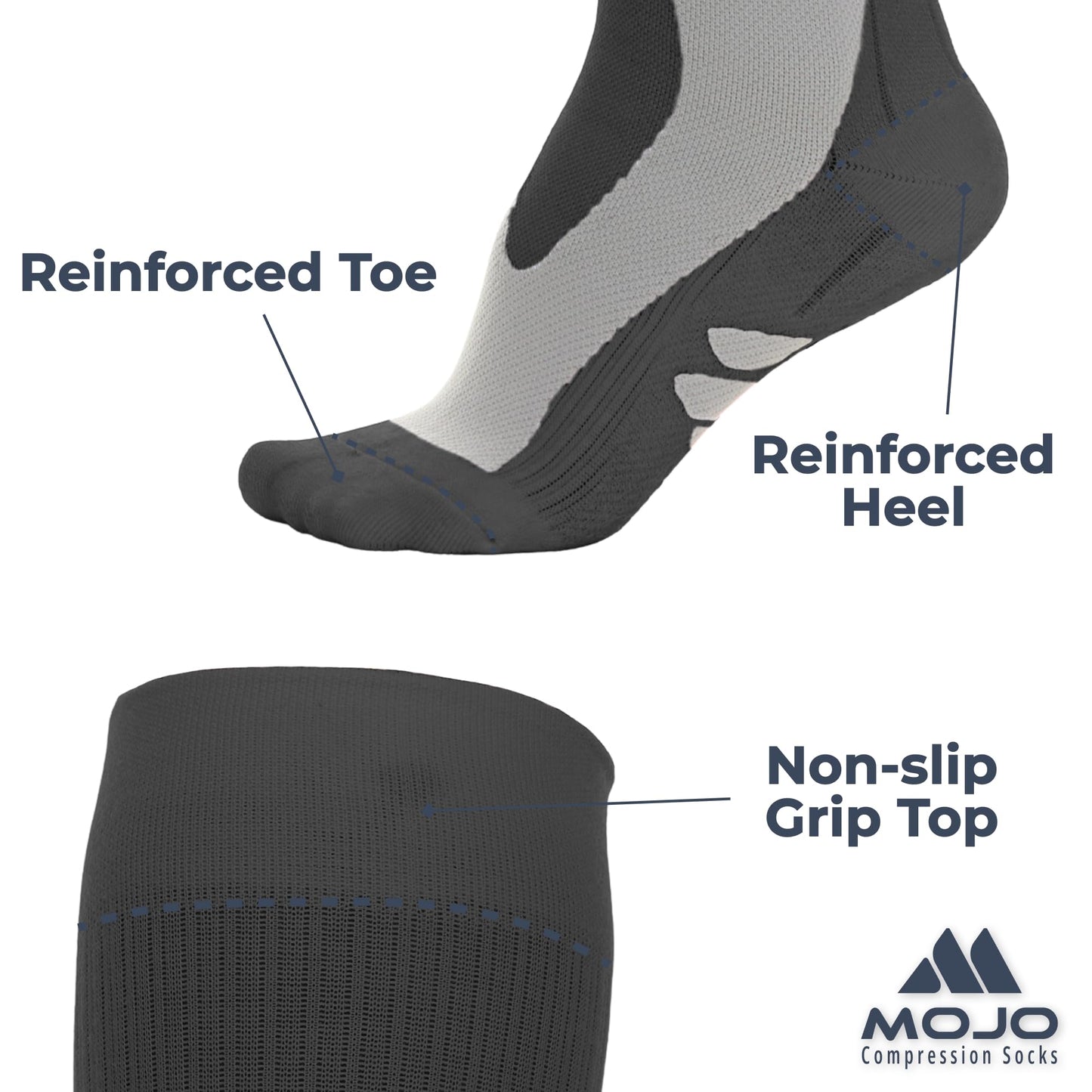 Mojo Compression Socks – Unisex Knee High Medical Compression Socks – 20-30mmHg Firm Support – A601R