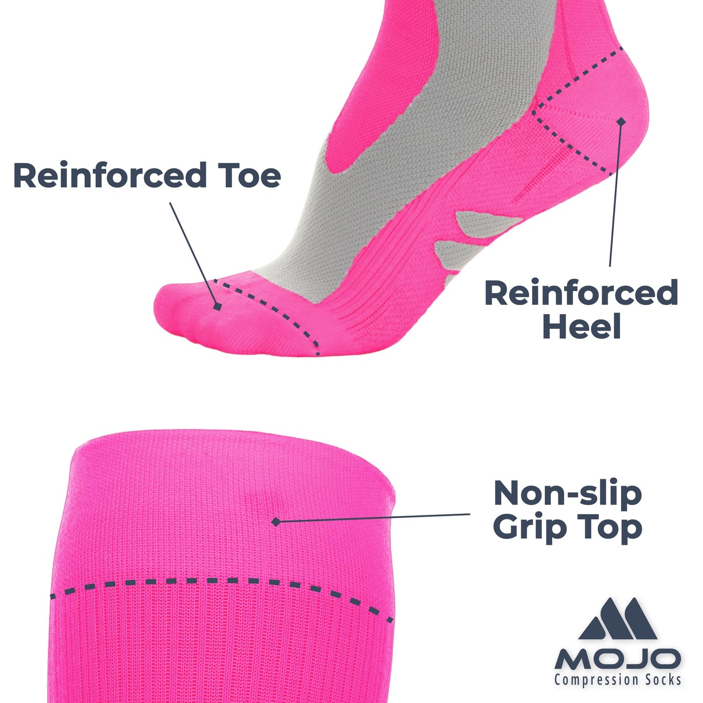 Mojo Compression Socks – Unisex Knee High Medical Compression Socks – 20-30mmHg Firm Support – A601R
