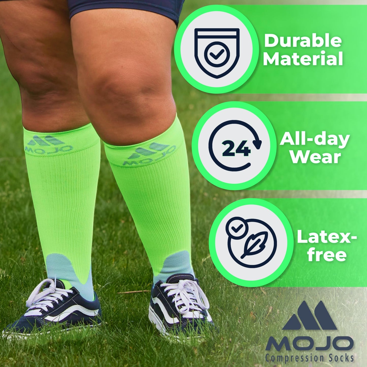 Mojo Compression Socks – Unisex Knee High Medical Compression Socks – 20-30mmHg Firm Support – A601R