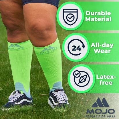 Mojo Compression Socks – Unisex Knee High Medical Compression Socks – 20-30mmHg Firm Support – A601R