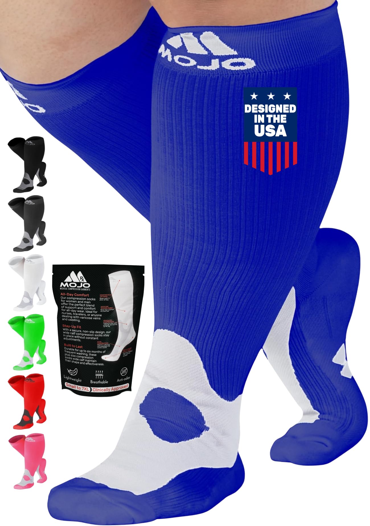Mojo Compression Socks – Unisex Knee High Medical Compression Socks – 20-30mmHg Firm Support – A601R