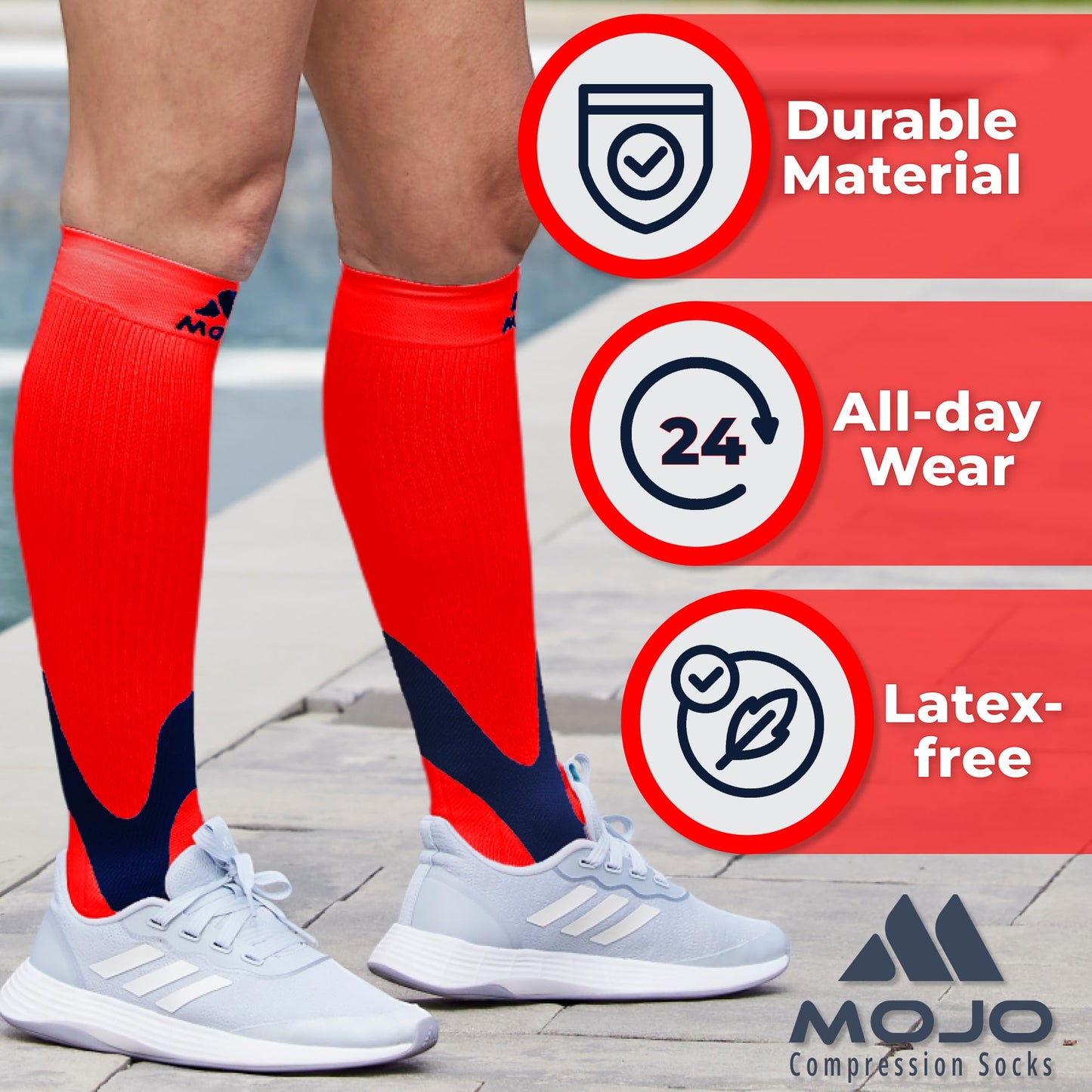 Mojo Compression Socks – Unisex Knee High Medical Compression Socks – 20-30mmHg Firm Support – A601R