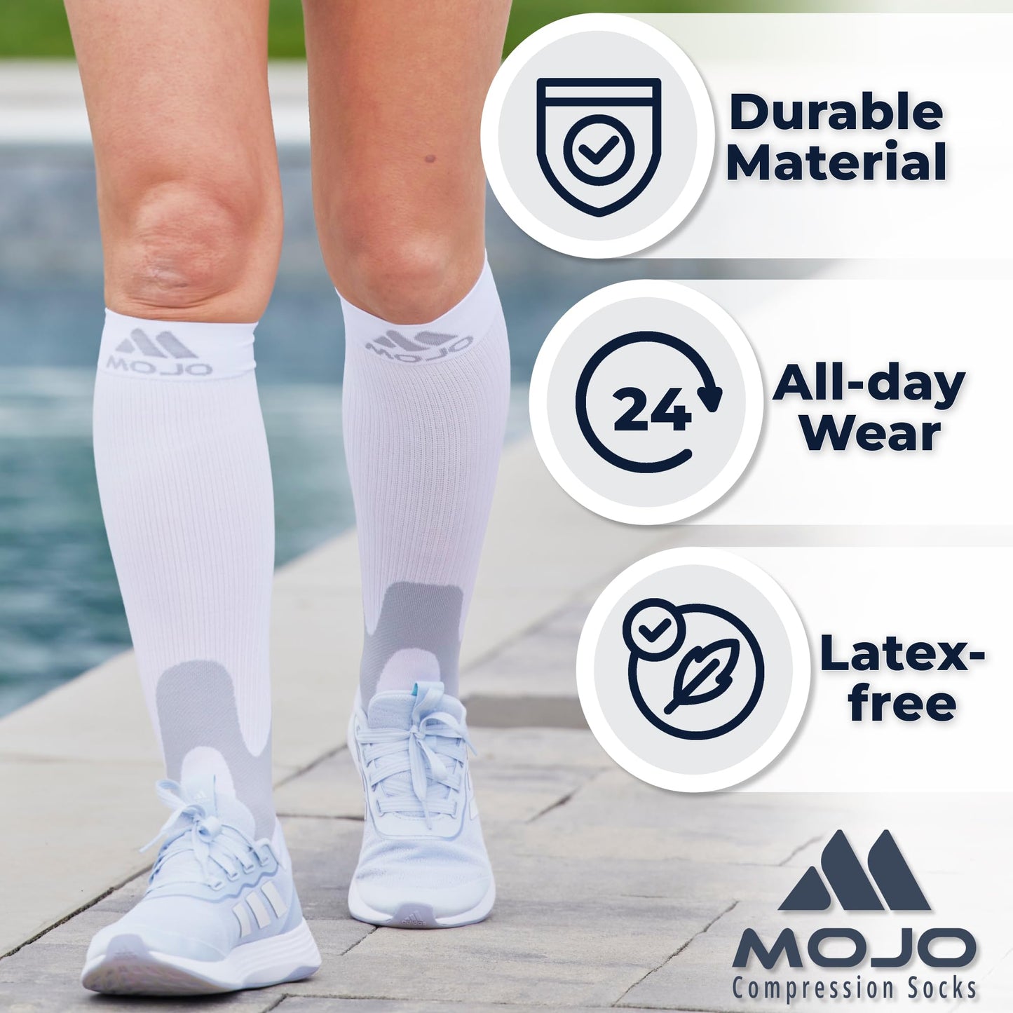 Mojo Compression Socks – Unisex Knee High Medical Compression Socks – 20-30mmHg Firm Support – A601R