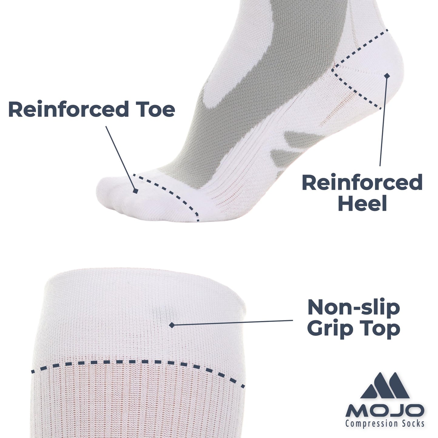 Mojo Compression Socks – Unisex Knee High Medical Compression Socks – 20-30mmHg Firm Support – A601R