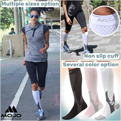 Mojo Compression Socks – Unisex Knee Length Medical Support Compression Hosiery 20-30mmHg Firm Support – A602