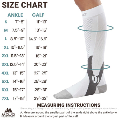 Mojo Compression Socks – Unisex Knee Length Medical Support Compression Hosiery 20-30mmHg Firm Support – A602