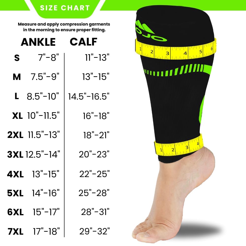 Mojo Compression Socks – Unisex Compression Footless Calf Stocking Sleeve – 20-30mmHg Opaque – A604
