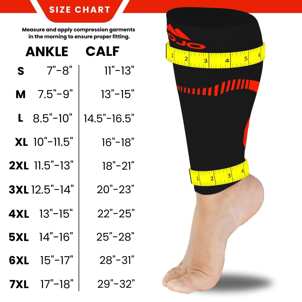 Mojo Compression Socks – Unisex Extra Wide Plus Size Compression Sleeve – 20-30mmHg Opaque – A604PS