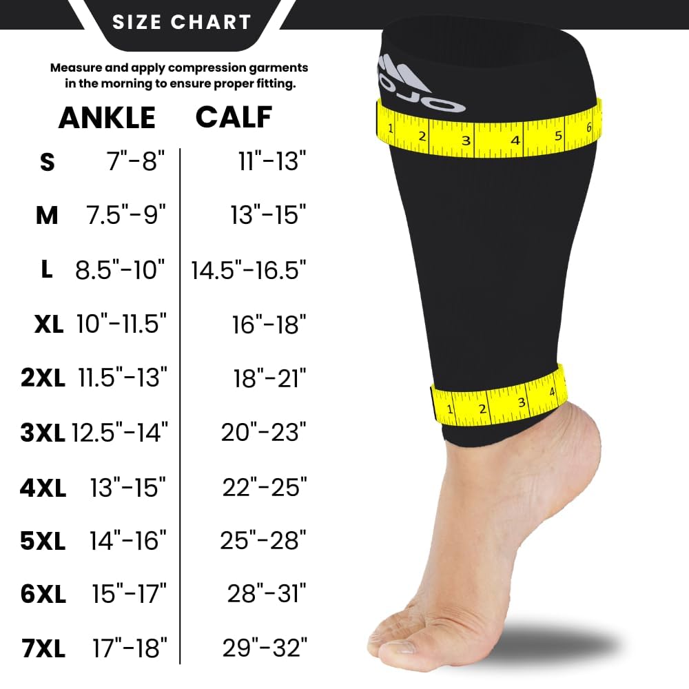 Mojo Compression Socks – Unisex Compression Footless Calf Stocking Sleeve – 20-30mmHg Opaque – A604