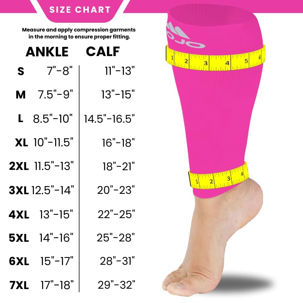 Mojo Compression Socks – Unisex Extra Wide Plus Size Compression Sleeve – 20-30mmHg Opaque – A604PS