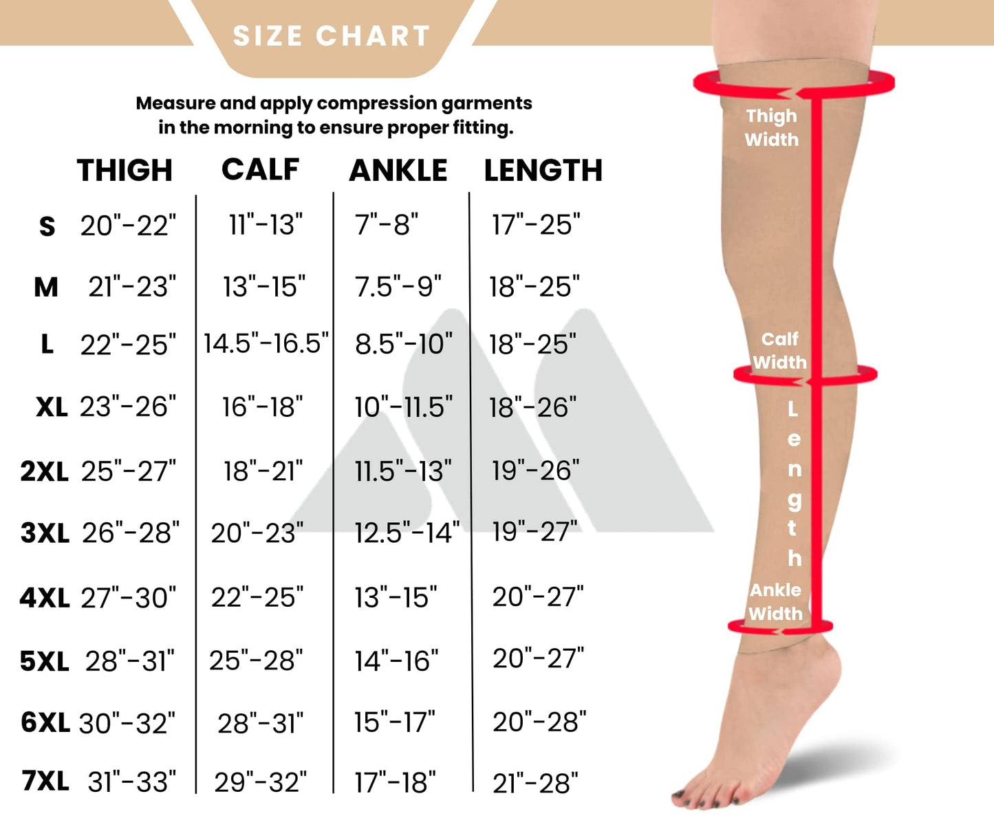 Mojo Compression Socks – Unisex Thigh High Footless Medical Compression Stockings – 20-30mmHg Opaque – A609-3