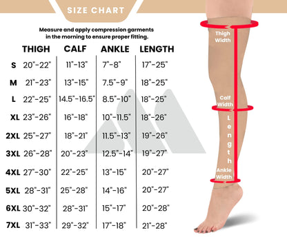 Mojo Compression Socks – Unisex Thigh High Footless Medical Compression Stockings – 20-30mmHg Opaque – A609-3