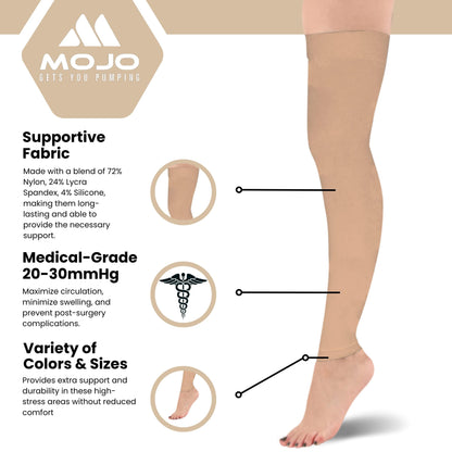 Mojo Compression Socks – Unisex Thigh High Footless Medical Compression Stockings – 20-30mmHg Opaque – A609-3
