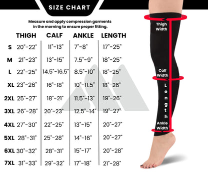 Mojo Compression Socks – Unisex Thigh High Footless Medical Compression Stockings – 20-30mmHg Opaque – A609-3
