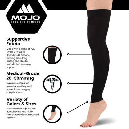 Mojo Compression Socks – Unisex Thigh High Footless Medical Compression Stockings – 20-30mmHg Opaque – A609-3