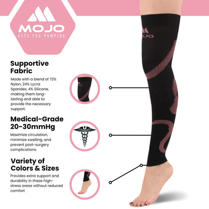 Mojo Compression Socks – Unisex Thigh High Footless Medical Compression Stockings – 20-30mmHg Opaque – A609-3