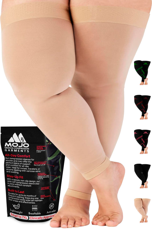 Mojo Compression Socks – Unisex Thigh High Footless Medical Compression Stockings – 20-30mmHg Opaque – A609