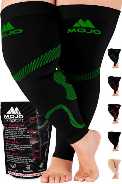 Mojo Compression Socks – Unisex Thigh High Footless Medical Compression Stockings – 20-30mmHg Opaque – A609