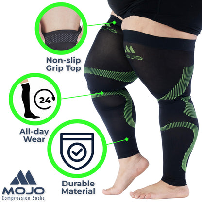 Mojo Compression Socks – Unisex Thigh High Footless Medical Compression Stockings – 20-30mmHg Opaque – A609