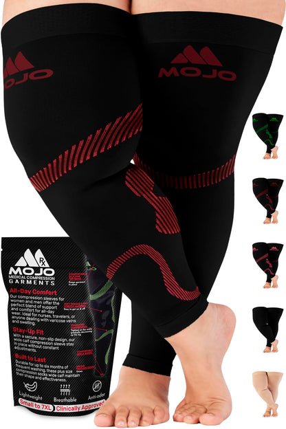 Mojo Compression Socks – Unisex Thigh High Footless Medical Compression Stockings – 20-30mmHg Opaque – A609