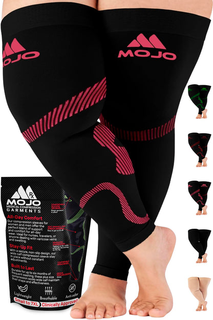 Mojo Compression Socks – Unisex Thigh High Footless Medical Compression Stockings – 20-30mmHg Opaque – A609