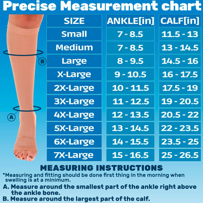 Absolute Support Unisex 20–30mmHg Graduated Compression Socks, Open Toe & Open Heel, Knee High – Varicose Veins & Swelling Relief, A911