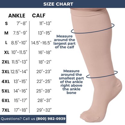 Mojo Compression Socks – Men's & Women's Wide Calf Compression Socks – 20-30mmHg Firm Support – AB201