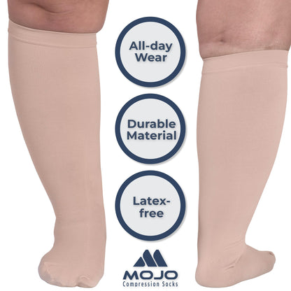 Mojo Compression Socks – Men's & Women's Wide Calf Compression Socks – 20-30mmHg Firm Support – AB201