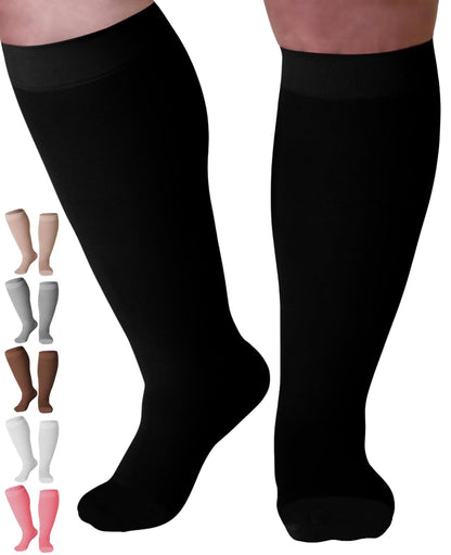 Mojo Compression Socks – Men's & Women's Wide Calf Compression Socks – 20-30mmHg Firm Support – AB201