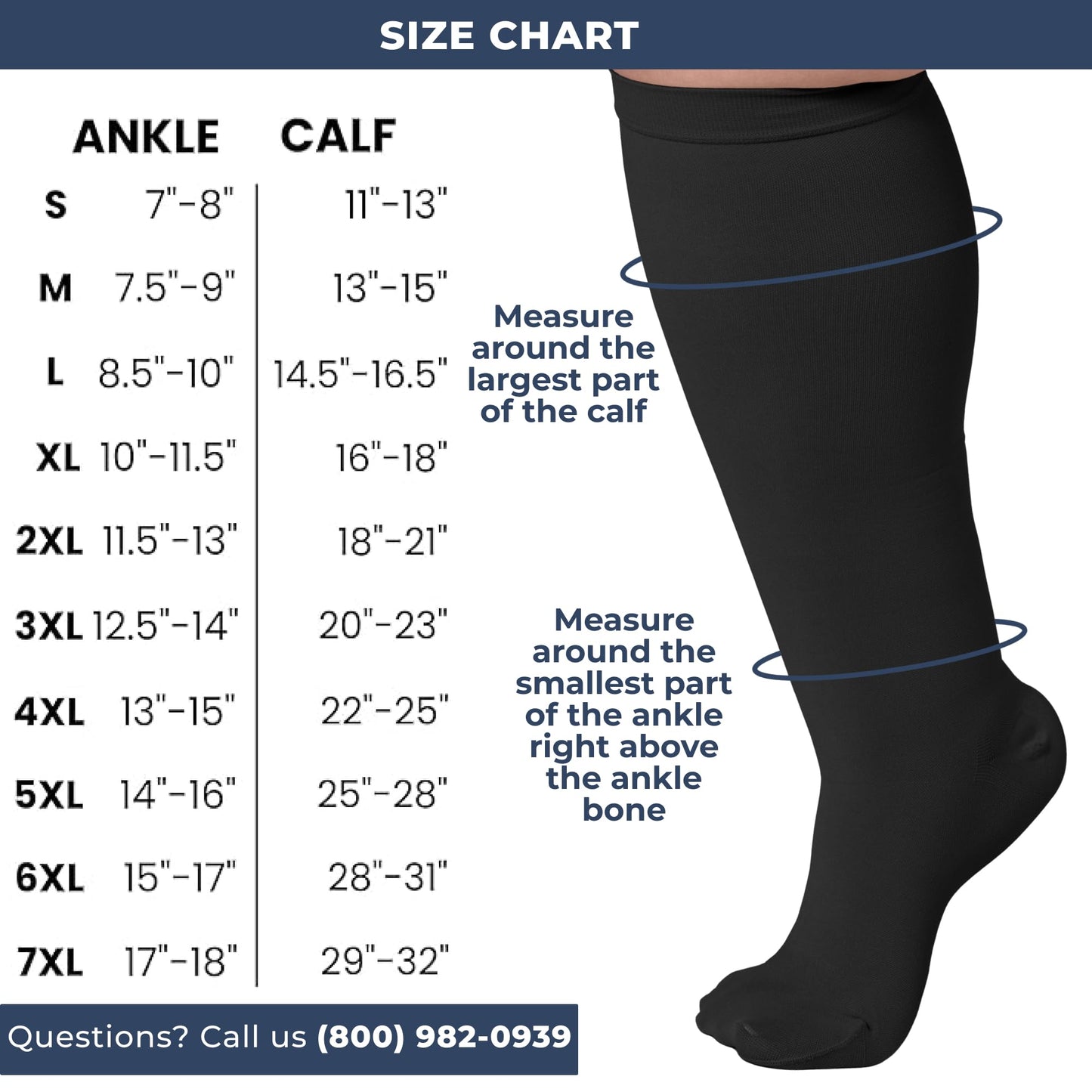 Mojo Compression Socks – Men's & Women's Wide Calf Compression Socks – 20-30mmHg Firm Support – AB201