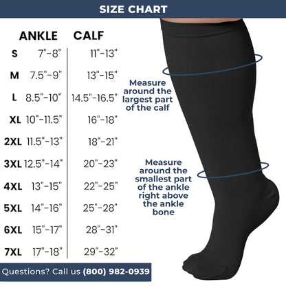 Mojo Compression Socks – Men's & Women's Wide Calf Compression Socks – 20-30mmHg Firm Support – AB201