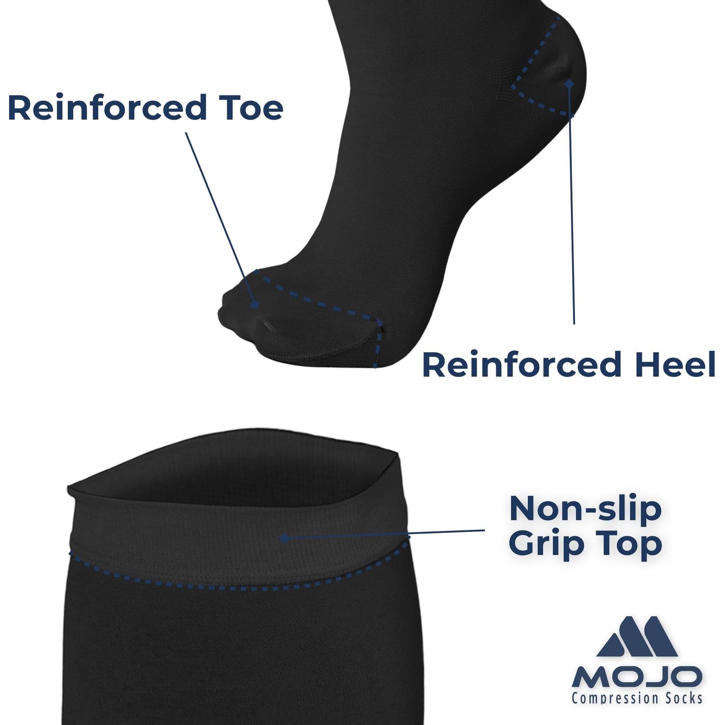 Mojo Compression Socks – Men's & Women's Wide Calf Compression Socks – 20-30mmHg Firm Support – AB201
