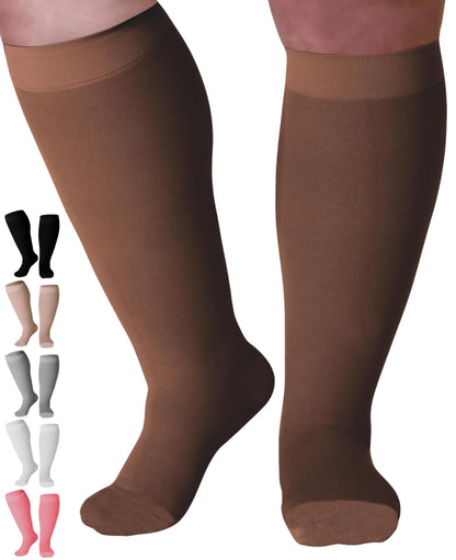 Mojo Compression Socks – Men's & Women's Wide Calf Compression Socks – 20-30mmHg Firm Support – AB201