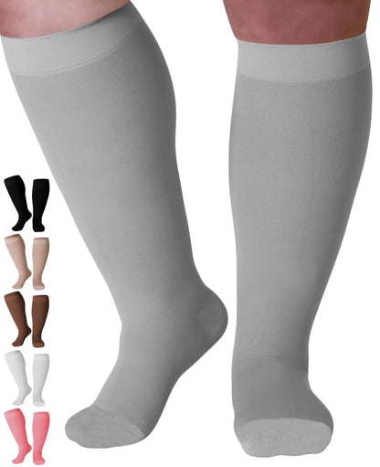 Mojo Compression Socks – Men's & Women's Wide Calf Compression Socks – 20-30mmHg Firm Support – AB201
