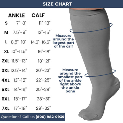 Mojo Compression Socks – Men's & Women's Wide Calf Compression Socks – 20-30mmHg Firm Support – AB201