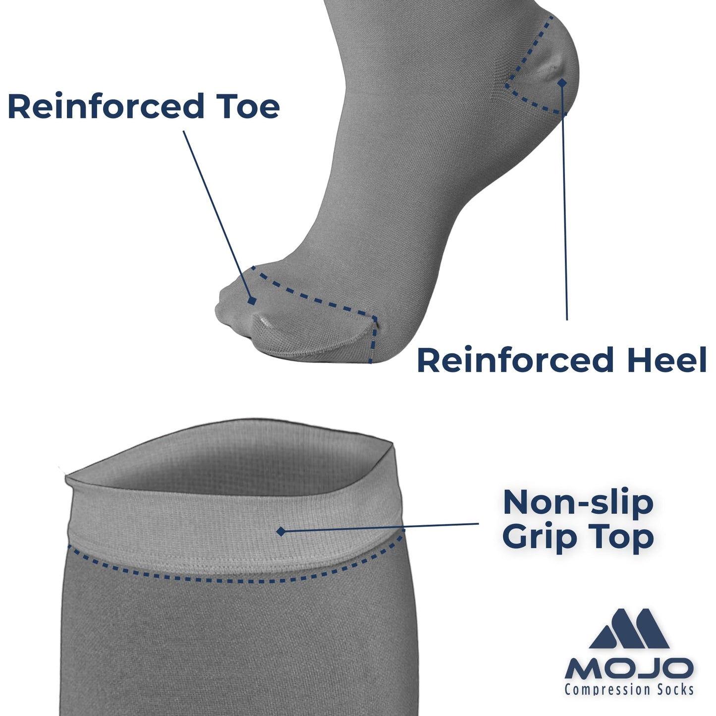 Mojo Compression Socks – Men's & Women's Wide Calf Compression Socks – 20-30mmHg Firm Support – AB201