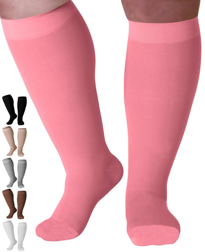 Mojo Compression Socks – Men's & Women's Wide Calf Compression Socks – 20-30mmHg Firm Support – AB201