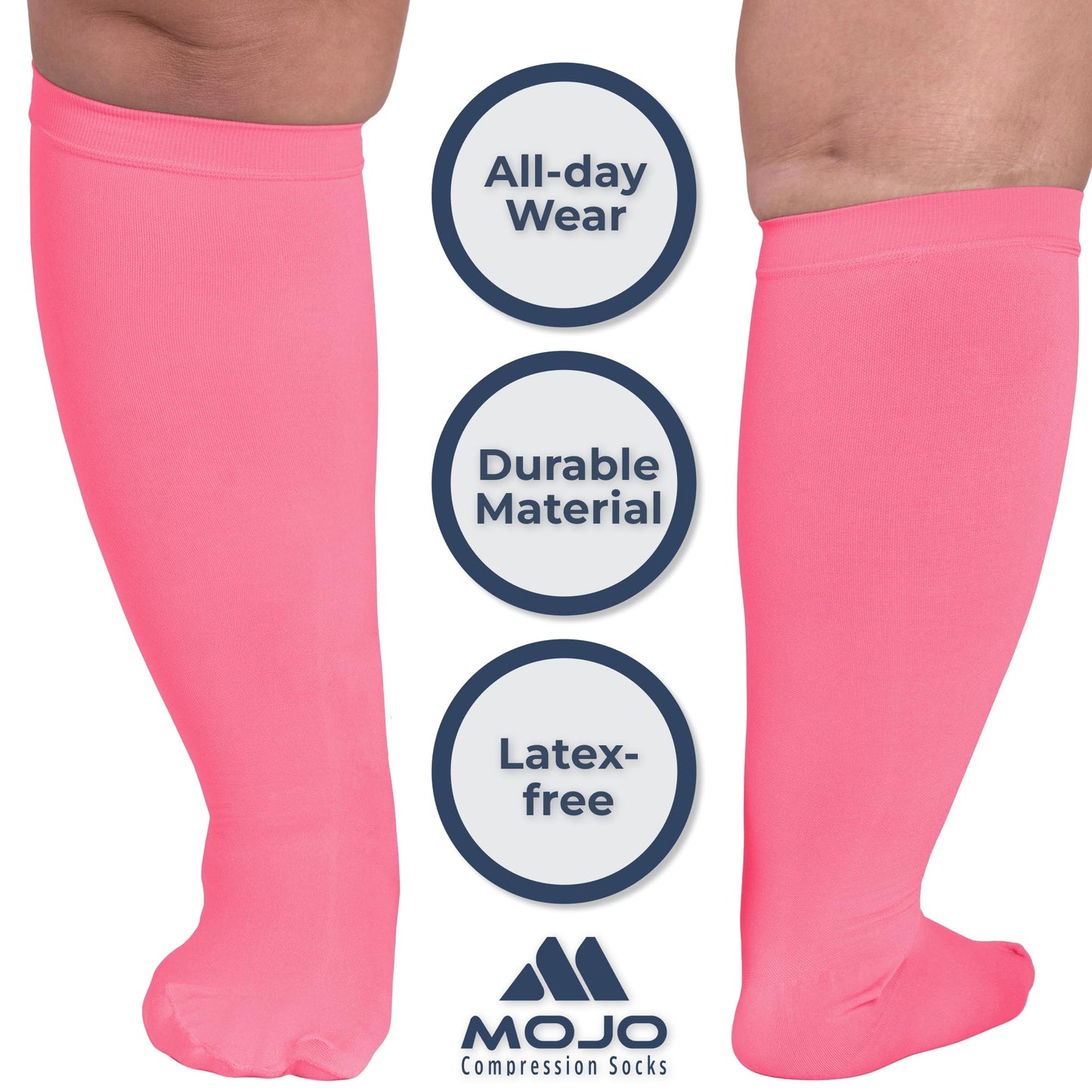 Mojo Compression Socks – Men's & Women's Wide Calf Compression Socks – 20-30mmHg Firm Support – AB201