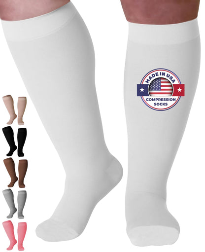 Mojo Compression Socks – Men's & Women's Wide Calf Compression Socks – 20-30mmHg Firm Support – AB201