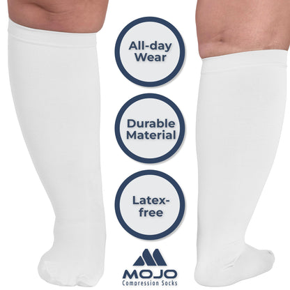 Mojo Compression Socks – Men's & Women's Wide Calf Compression Socks – 20-30mmHg Firm Support – AB201