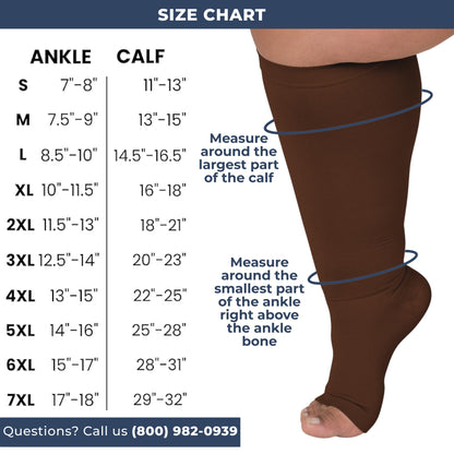 Mojo Compression Socks – Unisex Open Toe Compression Stockings for Varicose Veins & Swelling Relief – Knee High – 20-30mmHg Firm Support – AB211